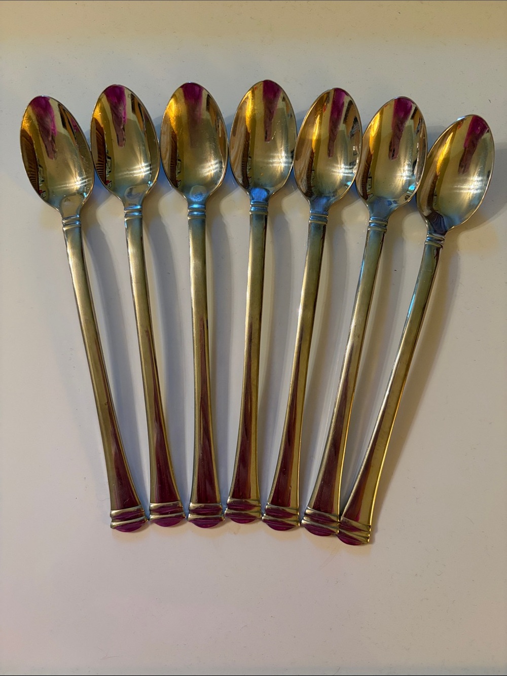 Towle Classique Bands 18/8 glossy stainless set of 7 iced tea dessert spoonsVGUC